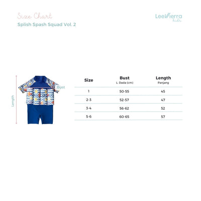 Lee Vierra Kids x The Overtee Kids Splish Splash Squad Blue Short Diving Floatsuit - Blue Floatsuit