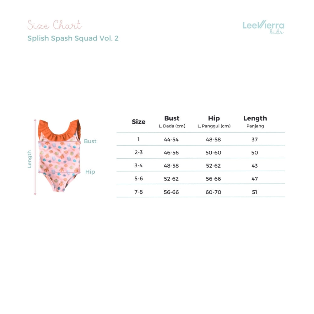 Lee Vierra Kids x The Overtee Kids Splish Splash Squad Ruffle Collar One Piece - Pink Ruffle