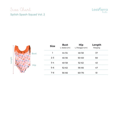 Lee Vierra Kids x The Overtee Kids Splish Splash Squad Ruffle Collar One Piece - Pink Ruffle