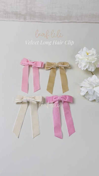 Leaf Lili Velvet Long Tail Hair Bow Clip