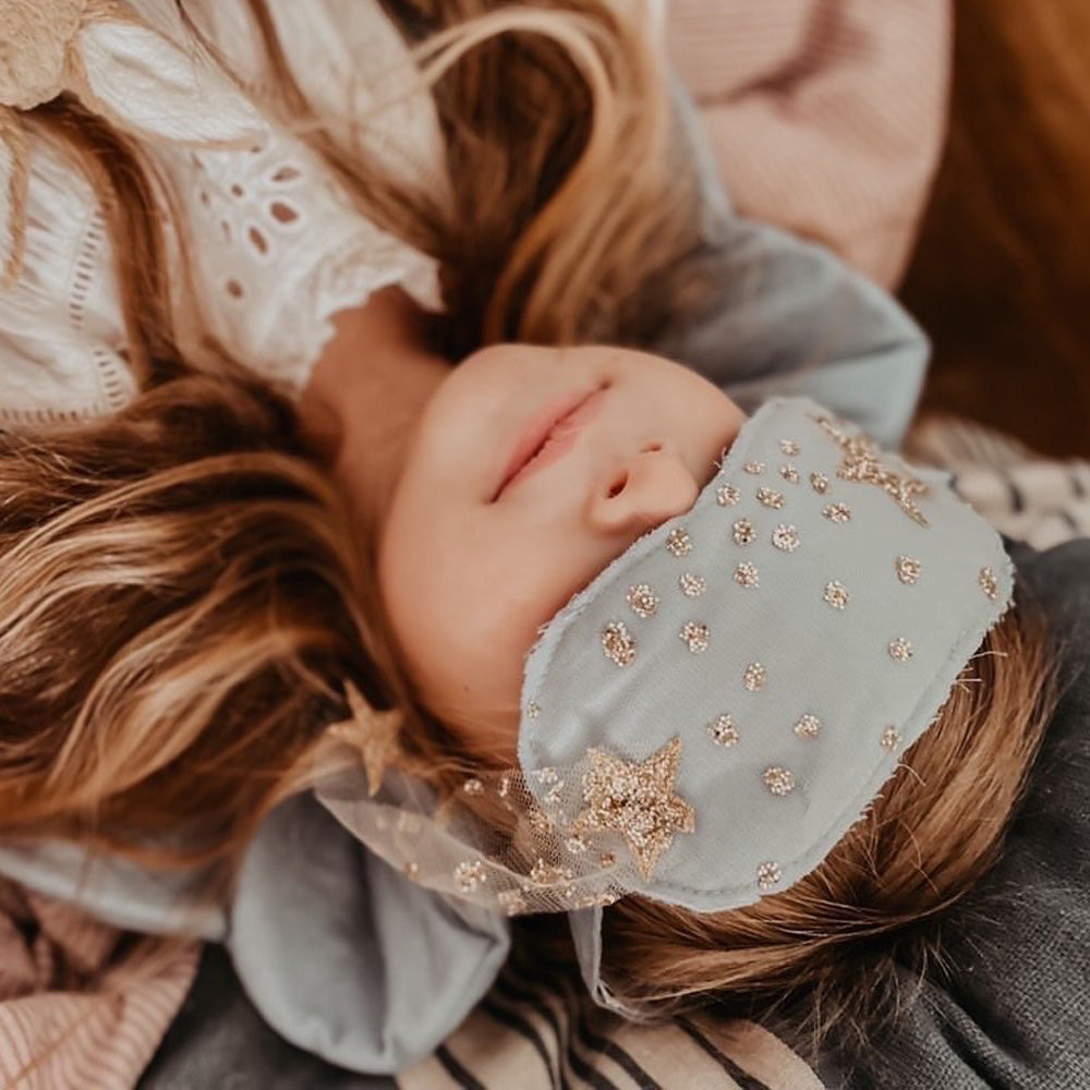 Bonne Mere Starry Nights Heirloom Angel Wing and Quilted Eyemask Set - Duckegg