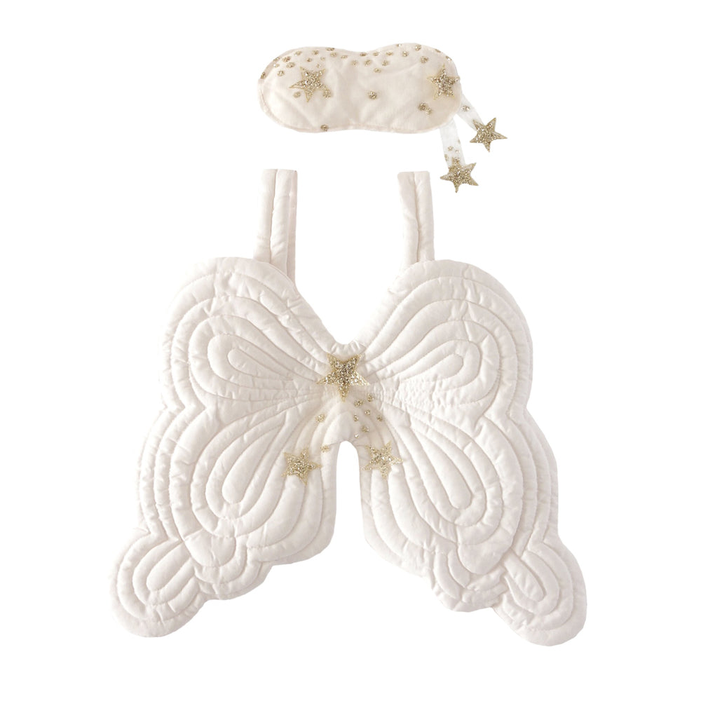 Bonne Mere Starry Nights Heirloom Angel Wing and Quilted Eyemask Set - Powder