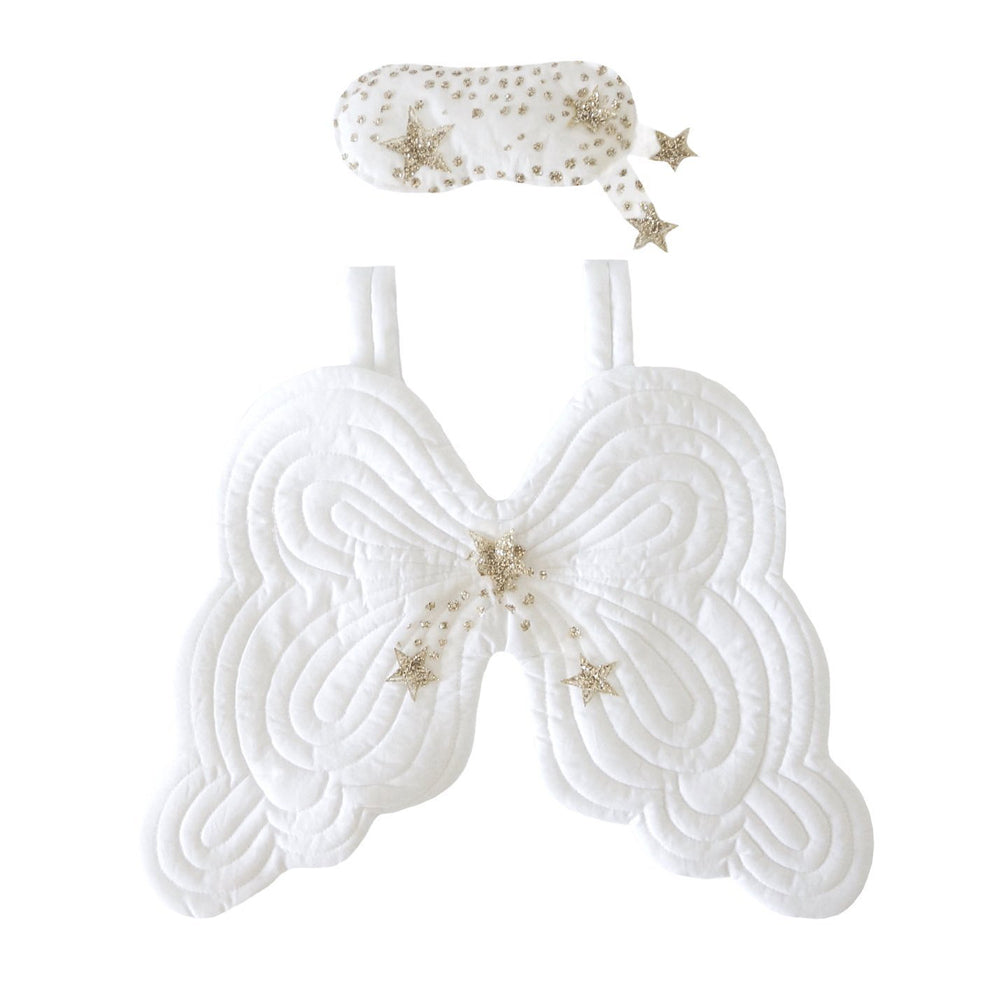 Bonne Mere Starry Nights Heirloom Angel Wing and Quilted Eyemask Set - White