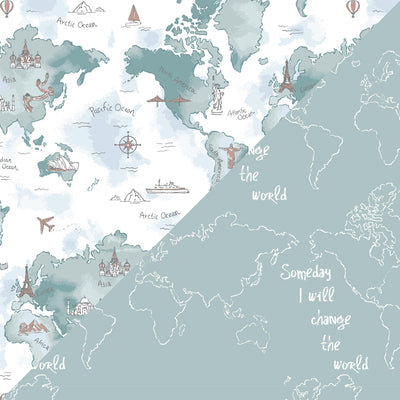 Bebe au Lait Muslin Snuggle Blanket - World Map + Someday