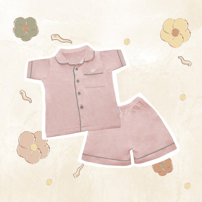Friends of Sally Bamboo Short Sleeves Button Pyjamas - Blush Pink