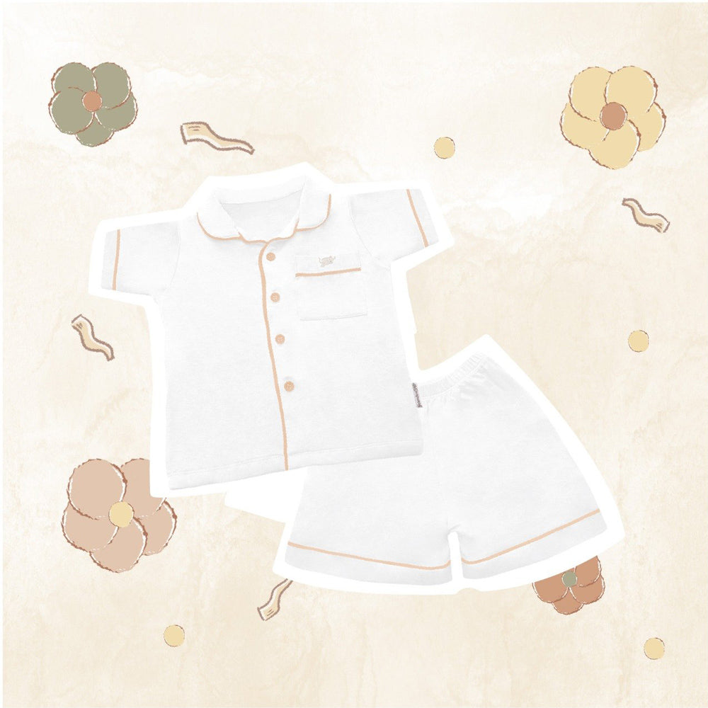 Friends of Sally Bamboo Short Sleeves Button Pyjamas - Milk White