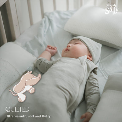 Friends of Sally Quilted Bamboo Sleepsack - Ash Grey White