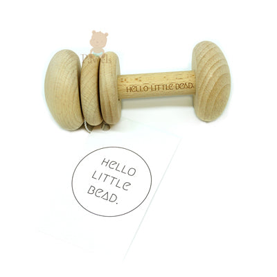 Hello Little Bead Beech Wood Teether - Keepsake Baby Rattle