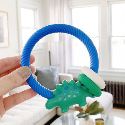Itzy Ritzy Rattle Teething Rings - Dino