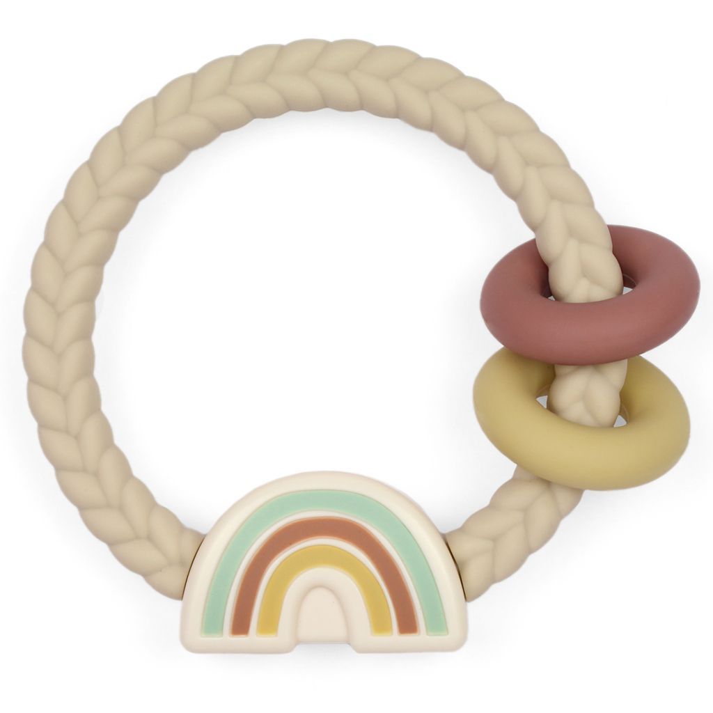 Itzy Ritzy Rattle Teething Rings - Neutral Rainbow
