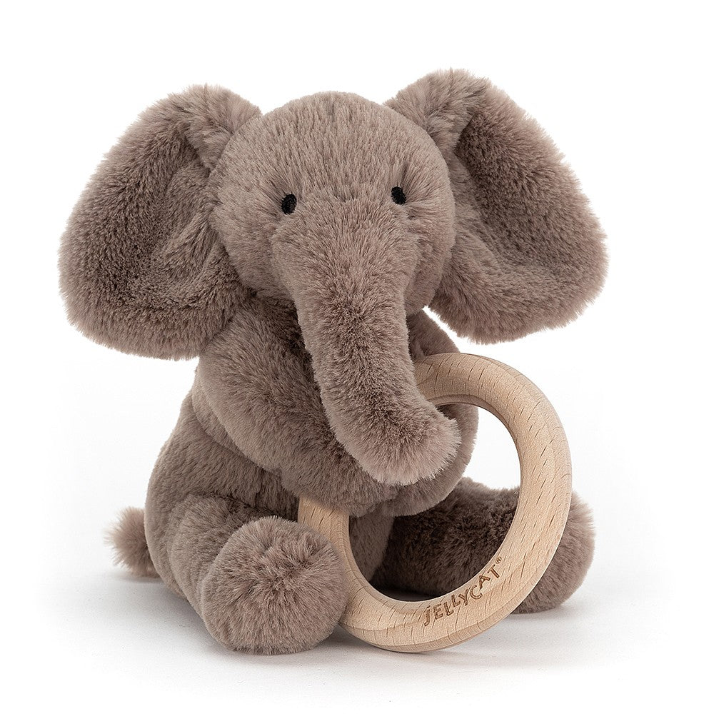 Jellycat Shooshu Elephant Wooden Ring Toy
