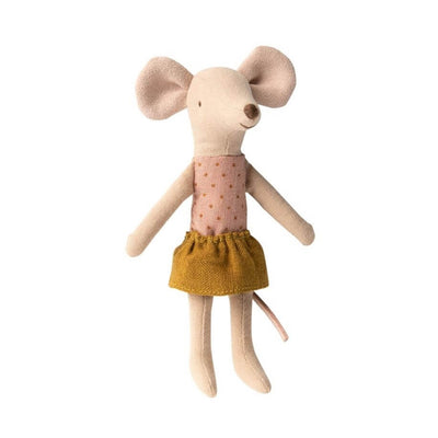 Maileg Big Sister Mouse In Matchbox - Gold Skirt