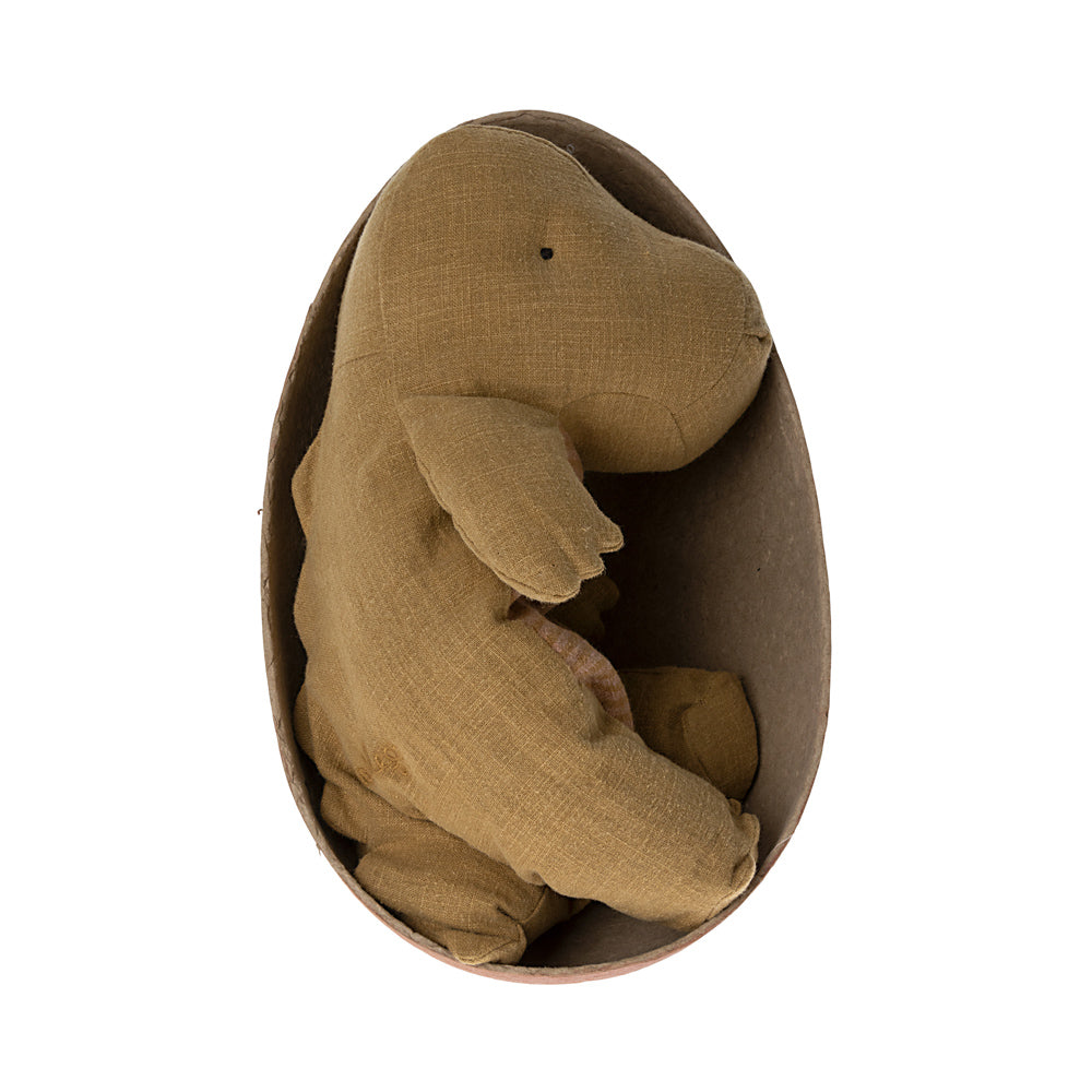Maileg Gantosaurus In Egg, Medium - Dark Ocher
