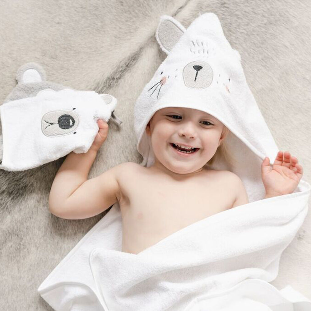 Mister Fly Hooded Towel - White Bunny
