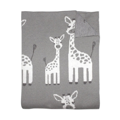 Mister Fly Knitted Blanket - Giraffe Mum and Baby