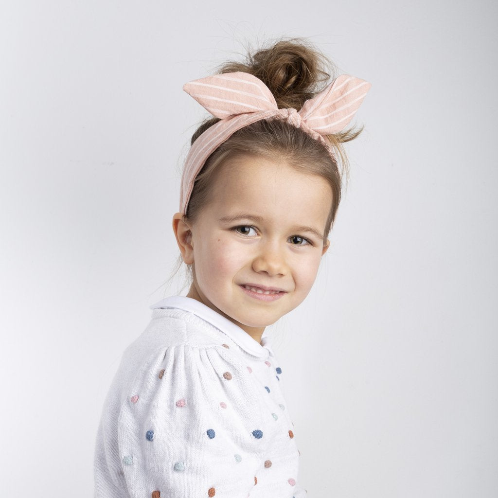 Mimi and Lula Pink Stripe Coco Bow Alice Band
