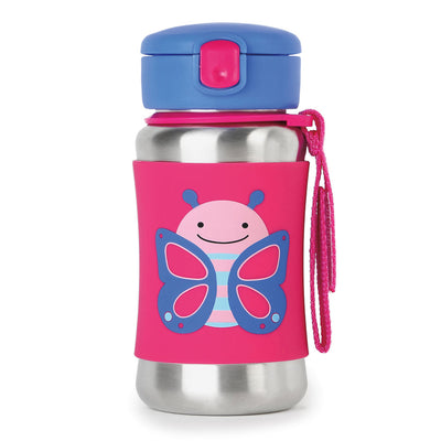 Skip Hop Zoo Insulated Stainless Steel Straw Bottle - Butterfly