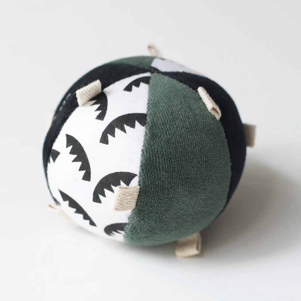Wee Gallery Sensory Taggy Rattle Ball - Jungle Leaves