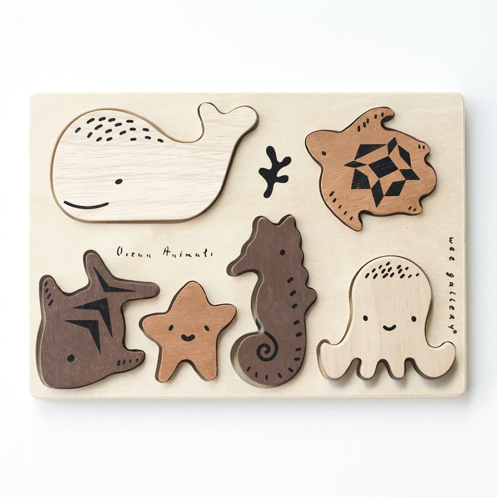 Wee Gallery Wooden Tray Puzzle 2nd Edition - Ocean Animals
