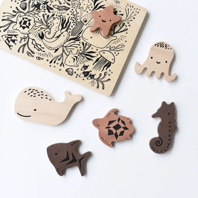 Wee Gallery Wooden Tray Puzzle 2nd Edition - Ocean Animals