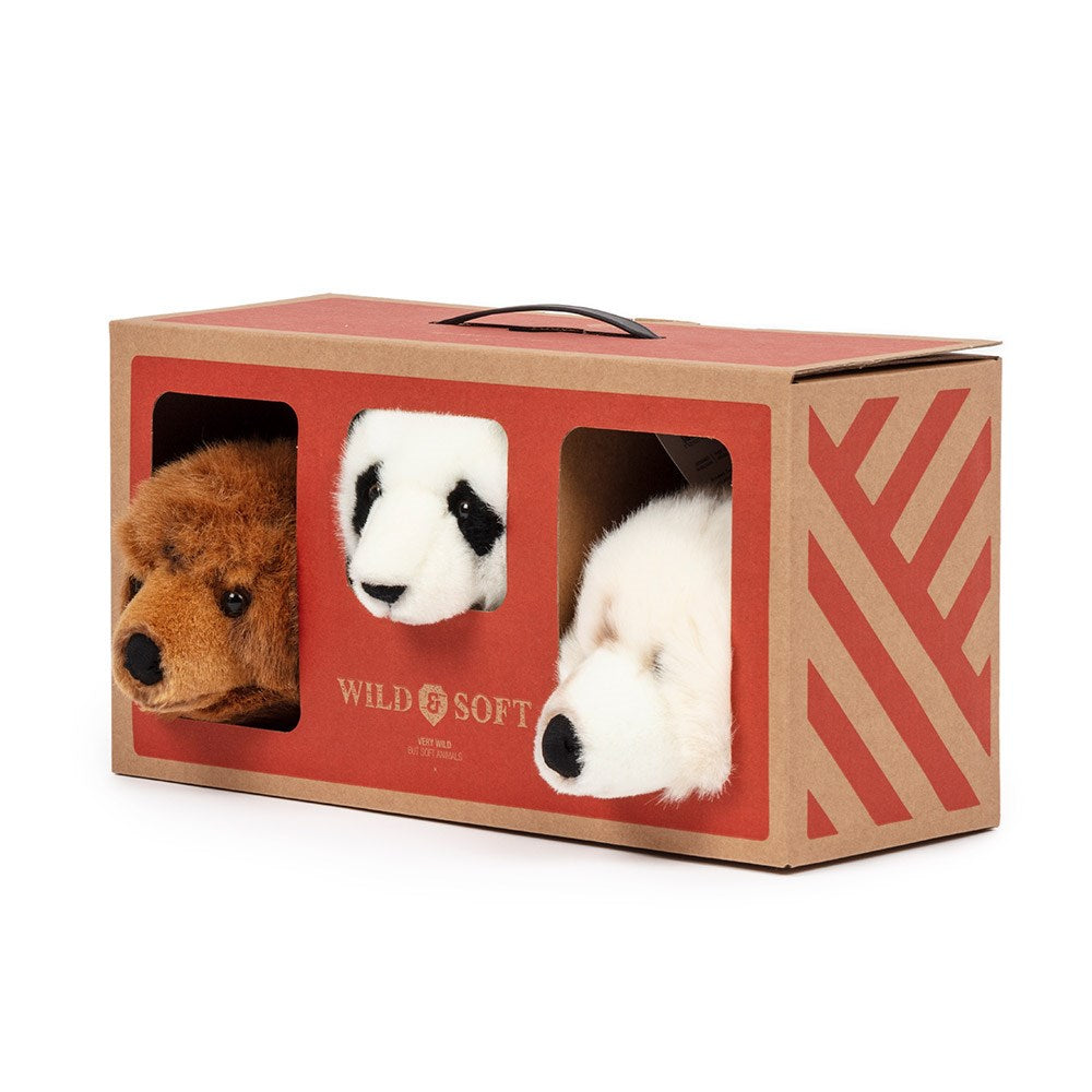 Wild and Soft Plush Mini Animal Heads - Bear Box